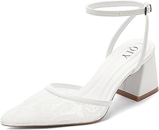 QIY Closed Toe Heels for Women Pumps Chunky Heel Strappy Sandals