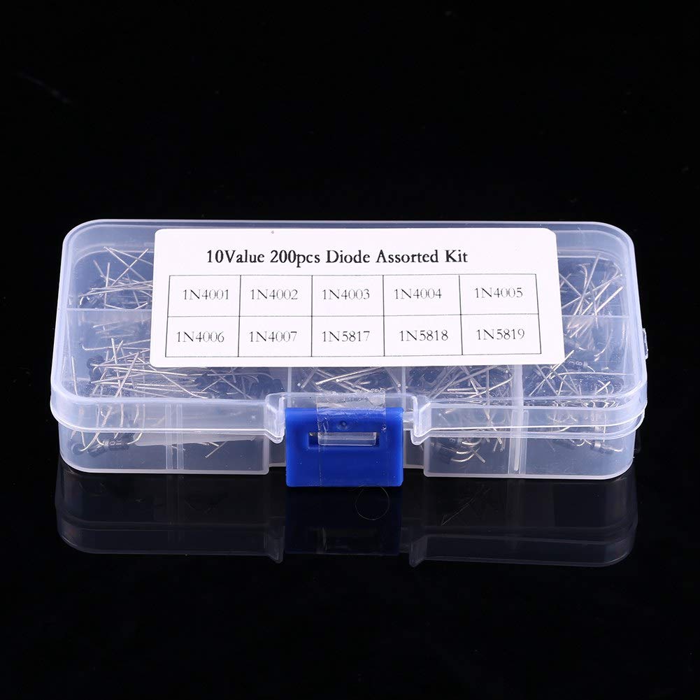 200pcs 10values Electronic Diodes Assortment Electronic Kit 1n4001~1n4007 1n5817