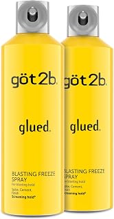 Got2B Glued Blasting Freeze Hairspray, 12 oz, 2-Pack, Strong Hold | Spikes and styles stay in place, Lasts until your next shampoo, Wind resistant formula, No stickiness, Aerosol spray