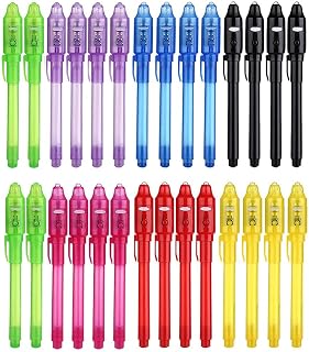DxJ Invisible Ink Pens for Kids with UV Light,28 Magic Spy Pen Party Favors | Washable Disappearing Ink,Secret Message,Treasure Hunts,Detective,Easter/Halloween/Christmas/Birthday Party Favours,Gift Bag