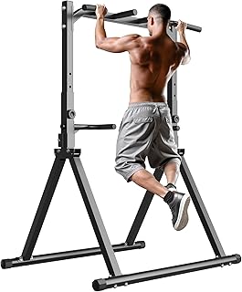 Foldable Pull Up Bar Pull Up Station, Power Tower with Triangular Structure, Multi-Functional Dip Station for Home Gym (Foldable Black)