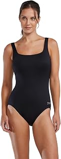 TYR Women's Fit Solid Aqua Tank Suit, Black-18