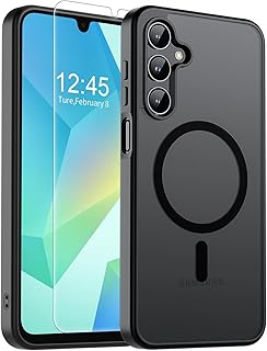 SUPFINE Magnetic for Samsung Galaxy A17 / A16 5G Phone Case - Black | With Screen Protector,Translucent Matte,Built-in Magnets,Military Grade Drop Protection,Shockproof Phone Cover