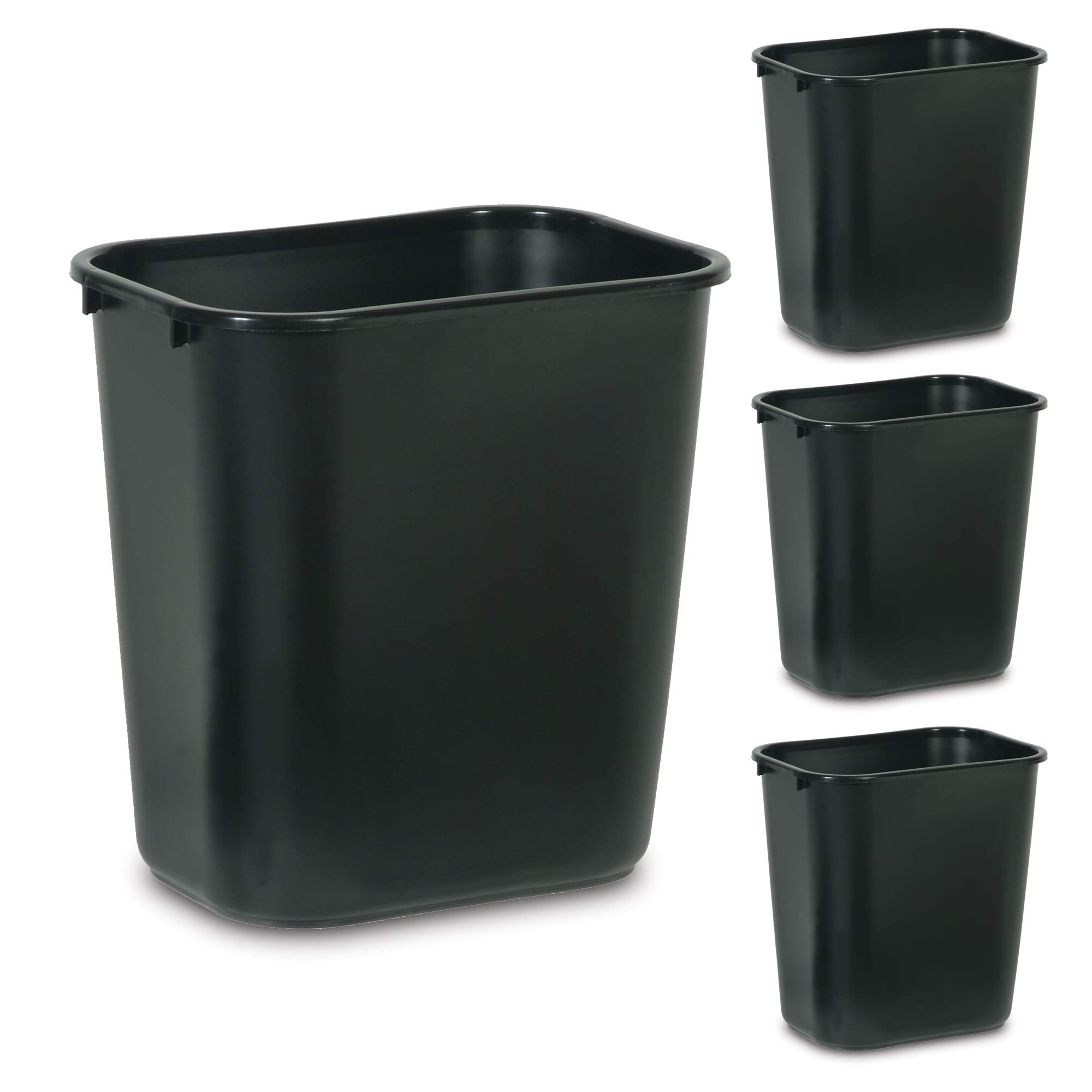 Rubbermaid Commercial Products Wastebasket, Black, 7-Gallon, 4 Pack | 7-Gal/28-Q