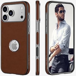 LOHASIC for iPhone 17 Pro Max Leather Case for Men, Business, Dark Brown