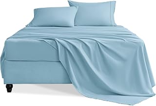 Full Size Bed Sheets Set, 4 Pieces Hotel Luxury Soft Microfiber Bed Sheets Set, Up to 16" Deep Pockets, Oeko-Tex Sheets with Elastic, Breathable, Wrinkle Free (Sky Blue, Full)