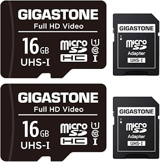 GIGASTONE 16GB Micro SDHC Memory Card with SD Adapter, Set of 2, U1 C10, Up to 85MB/s Reading, 15MB/s Write for Phone Cameras Camcorders Dashcam GoPro DJI Drone