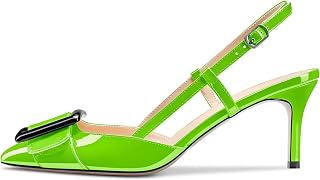 Castamere Women's Stiletto Mid Heel Pointed Toe Slip-On Pumps Slingback Bow Tie Dress Wedding Party Sandals 6.5 cm Heels