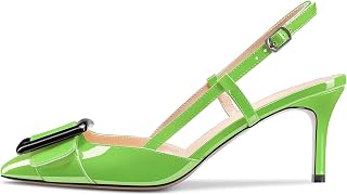 Castamere Women's Stiletto Mid Heel Pointed Toe Slip-On Pumps Slingback Bow Tie Dress Wedding Party Sandals 6.5 cm Heels