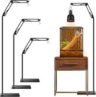 DXOVEEN Reptile Lamp Stand Reptile Light Stand (15.7inch to 74.3inch) | 360° Adjustable Swing Arm, Heat Lamp Holder for Bearded Dragon Turtles Snake and Chicks