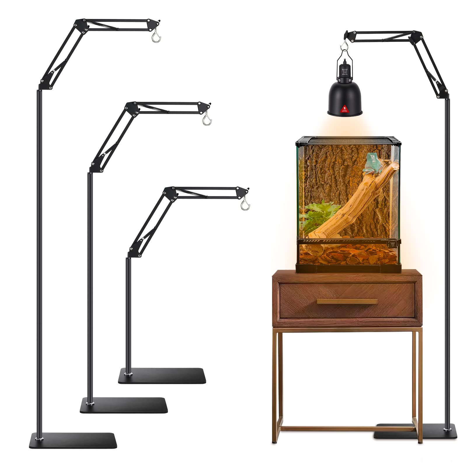 DXOVEEN Reptile Lamp Stand Reptile Light Stand (15.7inch to 74.3inch) | 360° Adj