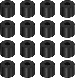 HARFINGTON 16pcs Rubber Spacer ID 10mm x OD 25mm x Length 22mm Neoprene Round Anti Vibration Isolation Pads Isolator Rubber Washers Bushings for Home Cars Boat Accessories, Black