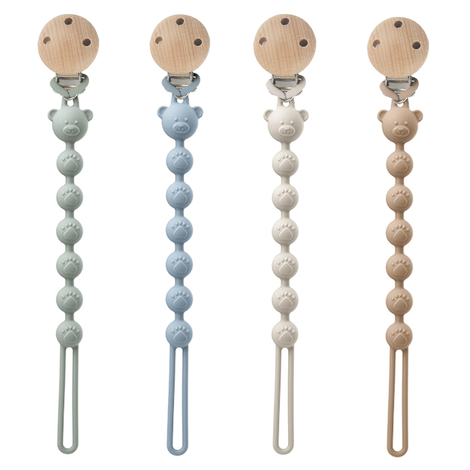 4 Pcs Dummy Clips for Boys Girls, Pacifier and Teether 2-in-1, Bpa Free | Portab