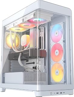 CORSAIR FRAME 4500X RS-R ARGB Panoramic Glass Mid-Tower PC Case – InfiniRail Mounting System, Fits Dual 360mm Radiators, GPU Anti-Sag, 3x RS120R Fans Included – White