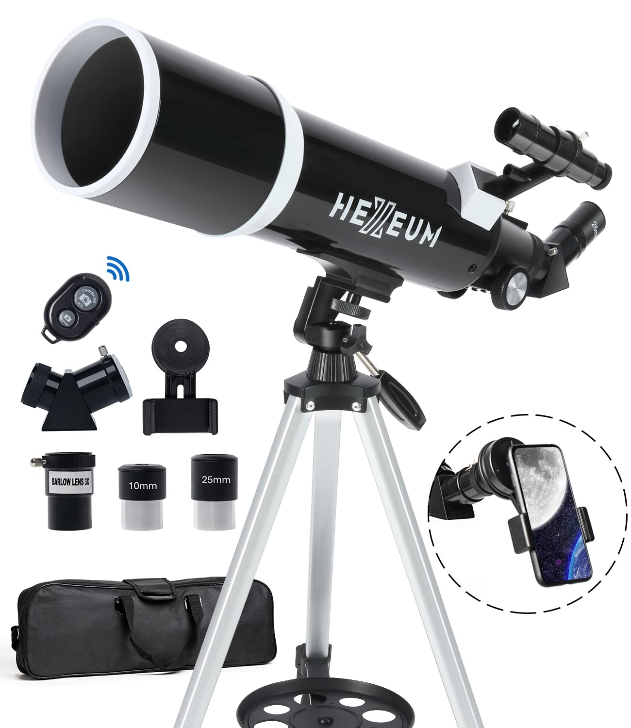 Koolpte Telescope for Adults & Beginner Astronomers - 80mm Aperture 600mm Fully 