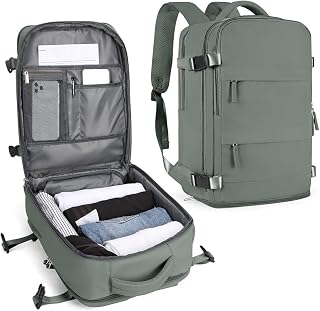 SZLX Large Travel Backpack Women, Carry On Backpack Men, Hiking Backpack Waterproof Outdoor Sports Backpack Casual Daypack School Bag Fit 14 Inch Laptop with USB Charging Port Shoes Compartment