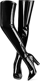Women's Thigh High Boots Pointed Toe Chunky Heel Over-the-Knee