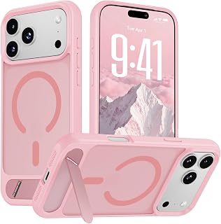 Hoerrye Magnetic for iPhone 17 Pro Max Case - Compatible with MagSafe,Durable Titanium Stand, Drop Protection Shockproof Translucent Matte Phone Cover