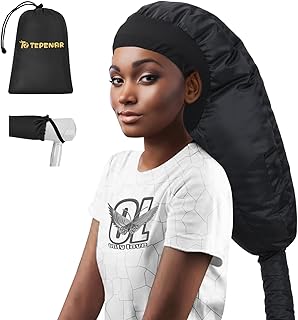 TEPENAR Hair Dryer Bonnet Attachment: Upgraded Extra Large Hooded Dryer Adjustable Hair Dryer Caps - Easy to Use for Natural Curly Textured Hair Care Styling Fast Drying - Black