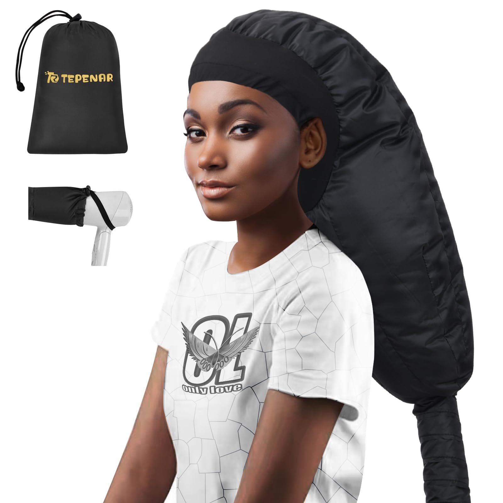 TEPENAR Hair Dryer Bonnet Attachment: Upgraded Extra Large Hooded Dryer Adjustab