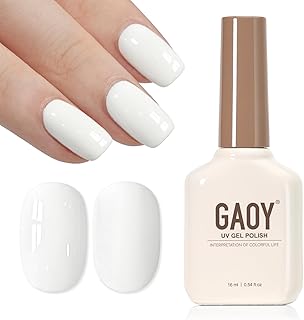 GAOY White Highly pigmented Gel Polish, 16ml Self-Leveling Soak Off Gel Polish, UV Light Cure for Nail Art DIY Manicure at Home, 3111 Porcelain White