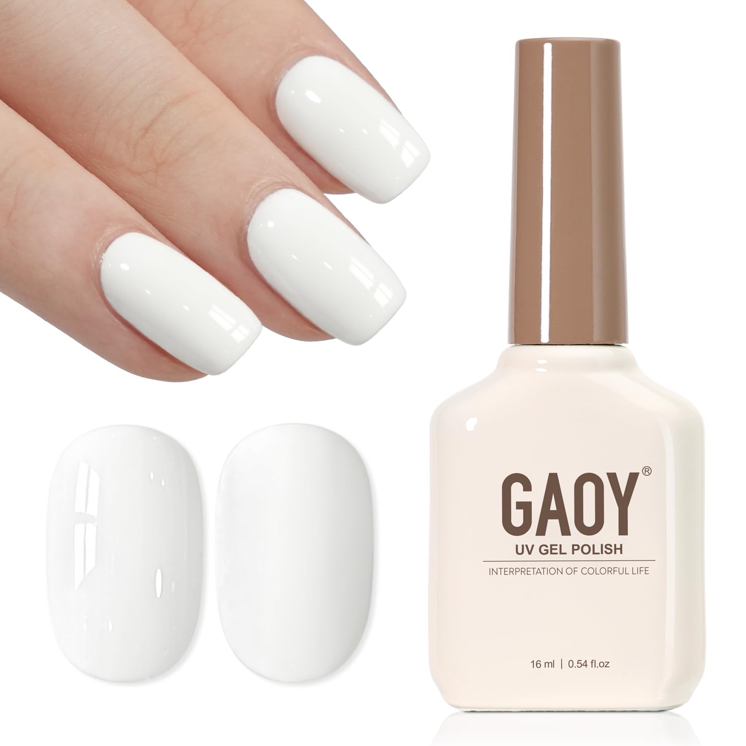 GAOY White Highly pigmented Gel Polish, 16ml Self-Leveling Soak Off Gel Polish, 