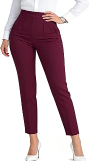 LOVESHOOT 2026 Fashion High Waist Pleated Straight Leg Casual Work Stretch Dress Pants