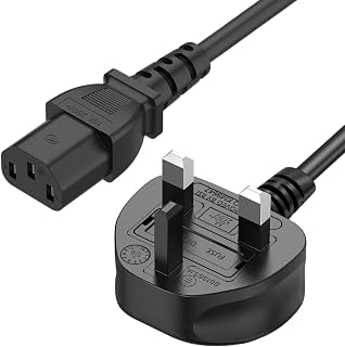 3M 3 Prong UK Plug 18 AWG Power Cord, IEC 320 C13 Power Cable for Treadmills Vizio, Samsung TV, LG TV, Dell, Asus, Sharp, Laptop, Printer, Scanner, Radio, Speakers Power Charging Cable Cord