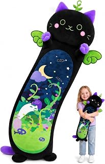 Mewaii Body Pillow Long cat Plush 20 in, Extra Filling Soft Cute | Ultra-Soft Stretch Fabric, Huggable Cat Plush, For Bedtime, Sofa Back Cushion, Cute Kawaii Cat Design, Gift for Kids & Girls