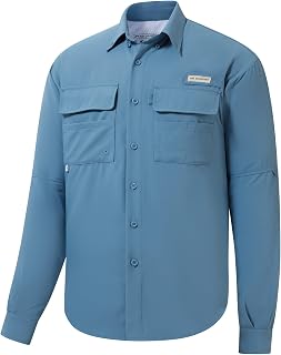Bassdash FS21M Men's UPF 50 Long Sleeve Fishing Shirt Button Down Shirt Performance Quick Dry
