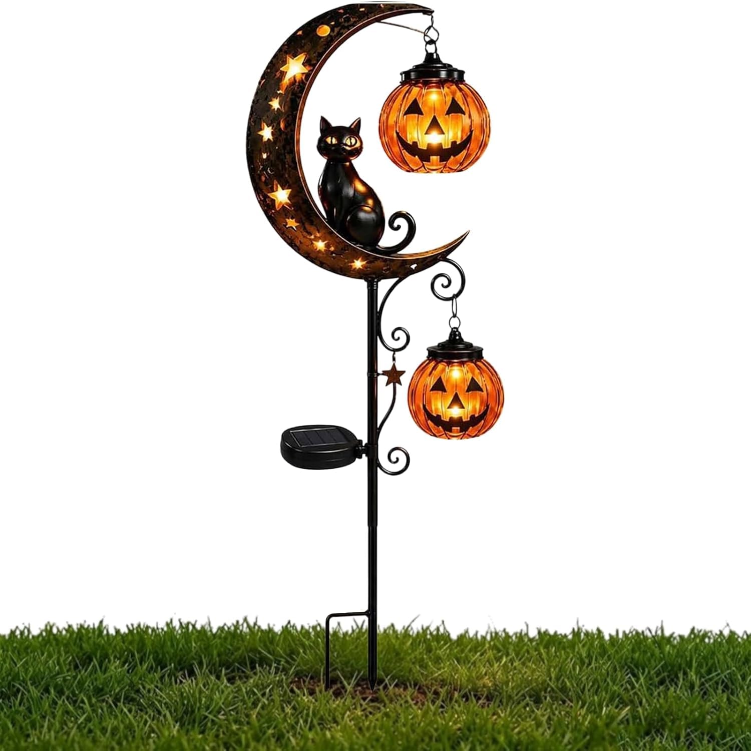 Halloween Solar Black Cat Pumpkin Moon Garden Stake Light (Cat) | 2026 New Solar
