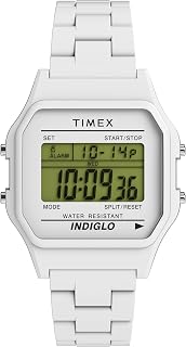 Timex Unisex Watch T80 36mm, White Bracelet, Digital Dial, White Case, White