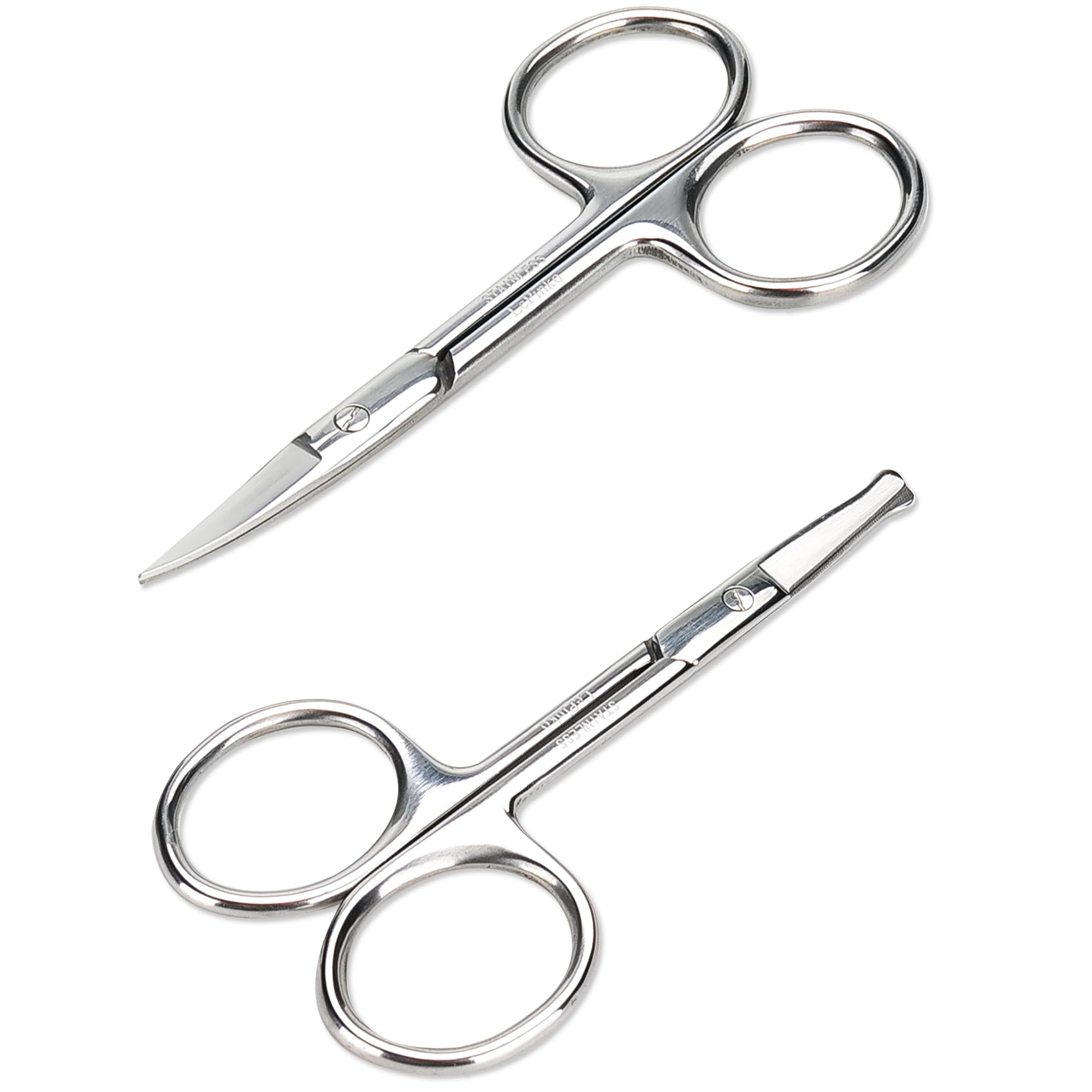 LePinko Facial Hair Small Grooming Scissors For Men Women, 2PCS Silver | Eyebrow
