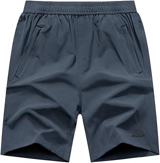 Rdruko Men's Quick Dry Hiking Shorts Lightweight Running Gym Outdoor Active Shorts with Zip Pockets
