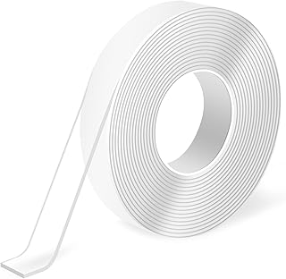 Art3d Traceless Double-Sided Foam Tape, 1/24" x 1/2" x 10', 1 Roll, Crystal | Strong Adhesion, Removable, Reusable, Waterproof, Residue-Free, Damage-Free, for Home, Office, Suitable for Renters, DIYers