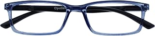 OPULIZE See Reading Glasses Blue Light Filter Narrow Frame Spring Hinges Improve Sleep Reduce Headache Computer Video Games Anti-glare Blue Black Temples Man Woman B9-3 +3.00