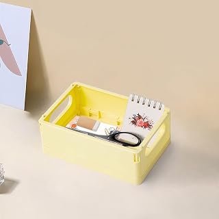 Pale yellow mini storage basket can store toiletries, stationery, clothes, jewelry, etc.Suitable for classroom, kitchen, office, bedroom