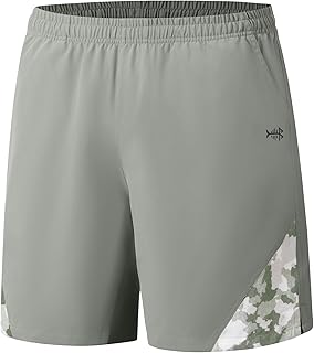 BASSDASH Men’s 7” Fishing Shorts UPF 50+ Lightweight Water Resistant Quick Dry for Hiking with Zipper Pocket FP06M