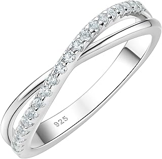 SHELOVES 925 Sterling Silver Eternity Rings for Womens Round CZ Infinity