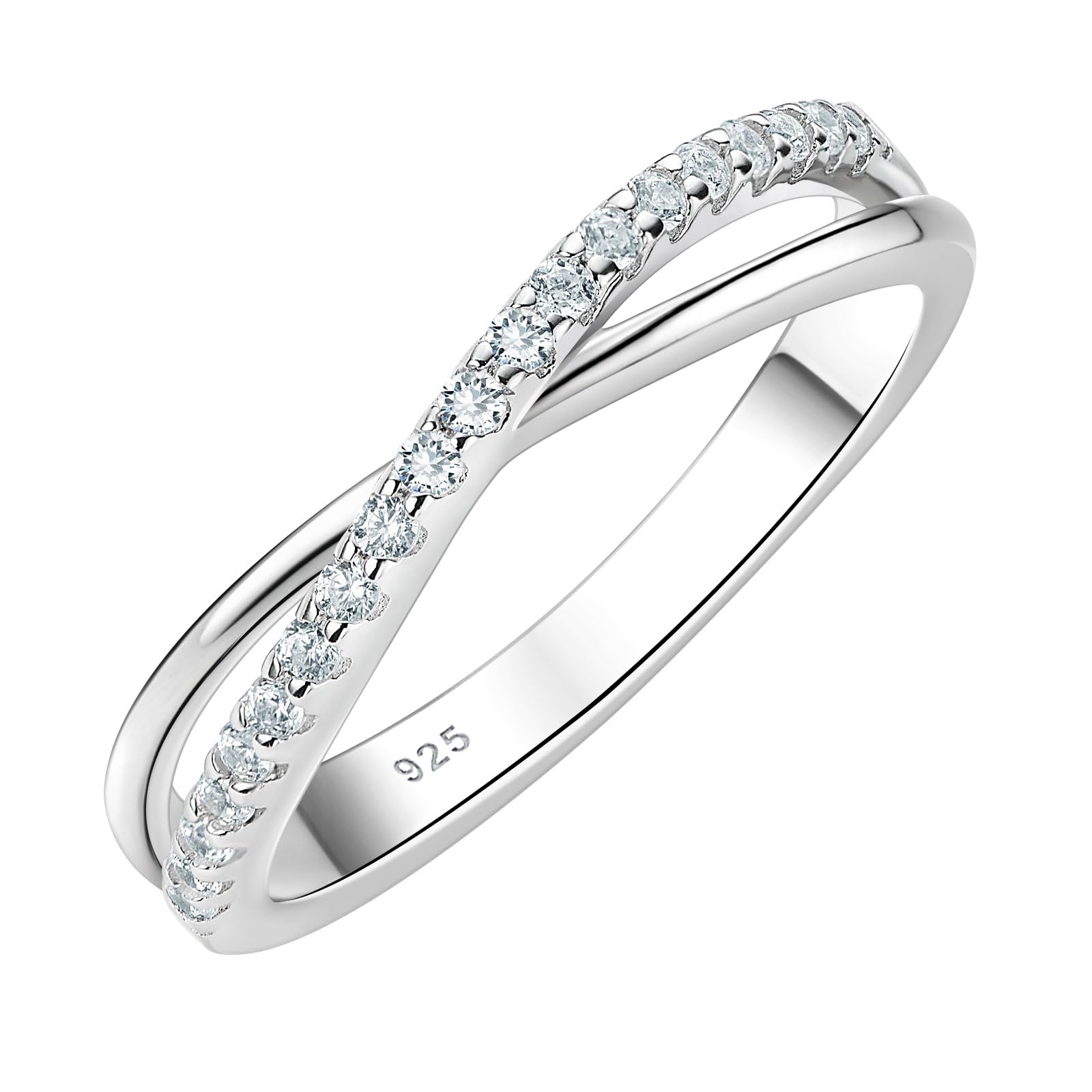 SHELOVES 925 Sterling Silver Eternity Rings for Womens Round CZ Infinity