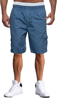 Men's Cargo Shorts Summer Bermuda Shorts Khaki Work Trousers with Pocket and Drawstring Casual Vintage Chino Cargo Shorts 3/4 Summer Trousers Outdoor Running Shorts Jogging Bottoms Large Sizes Black