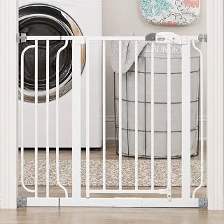 Regalo Safety Easy Step Baby Gate for Doorways & Bottom of Stairs, Fits Openings 73.6-95.5cm (Extension Included) Pressure Mounted for Babies, Toddlers & Pets