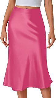 LYANER Women's Satin Silky Midi Skirt