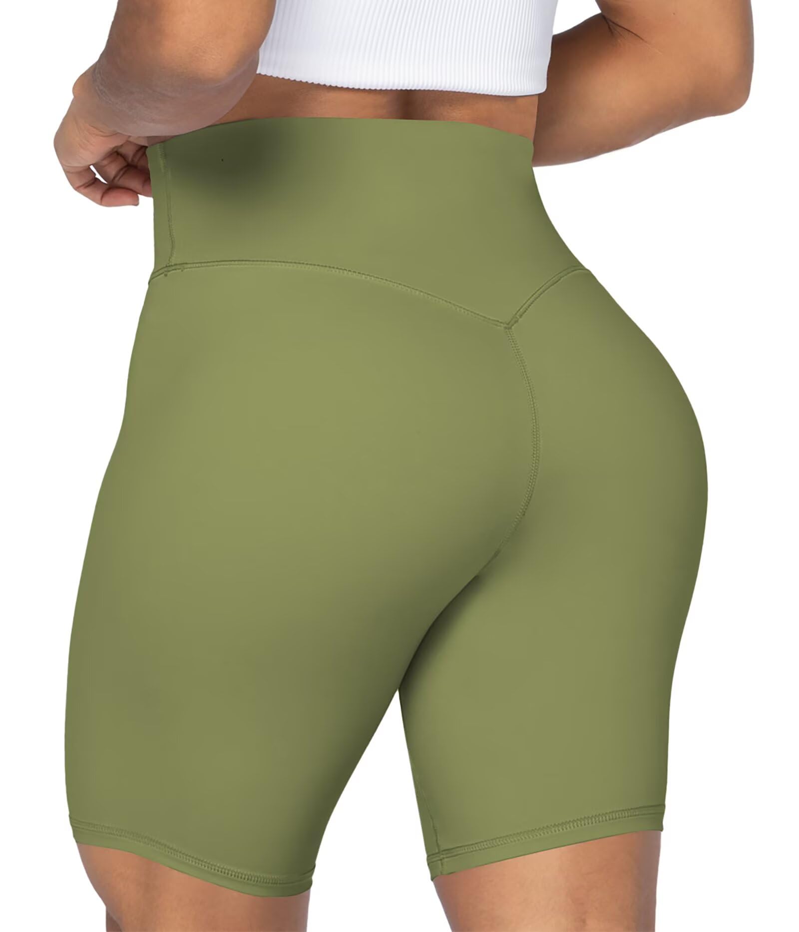 Sunzel High Waisted Biker Shorts for Women with Pockets Seamless Front Yoga Work