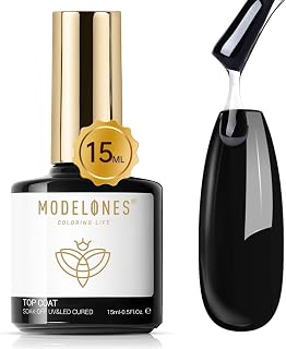 modelones Gel Top Coat, 15ml No Wipe Gel Nail Polish High Gloss Top Coat | Shiny Long Lasting Clear Polish for Acrylic Nails, Need U V/LED Lamp for Home DIY Gift Manicure Salon