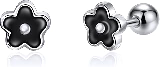 JSGEMSLEE Hypoallergenic 925 Sterling Silver Stud Earrings for Women With Screw Back Small Butterfly Heart Flower Earrings for Girls Tragus Cartilage Jewelry Gifts