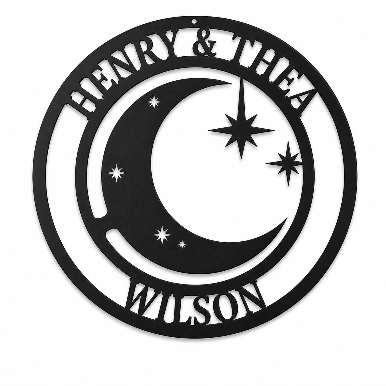 Personalized Moon and Stars Metal Sign