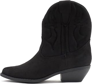 Soda Women Cowgirl Cowboy Western Stitched Ankle Boots Pointed Toe Short Booties Rigging-S (Wide Fit Available)