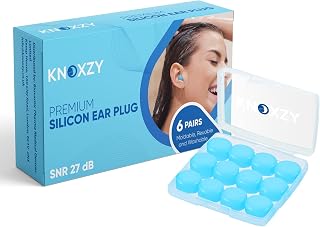 Knoxzy Silicone Ear Plugs for Sleeping Re-Usable Waterproof Noise Cancelling Premium Moldable Ear Plugs for Sleeping, Travelling, Studying Noise Reduction