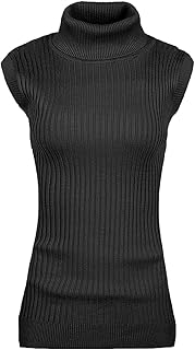 v28 Women's Sleeveless High Neck Turtleneck Stretchable Knit Sweater Top